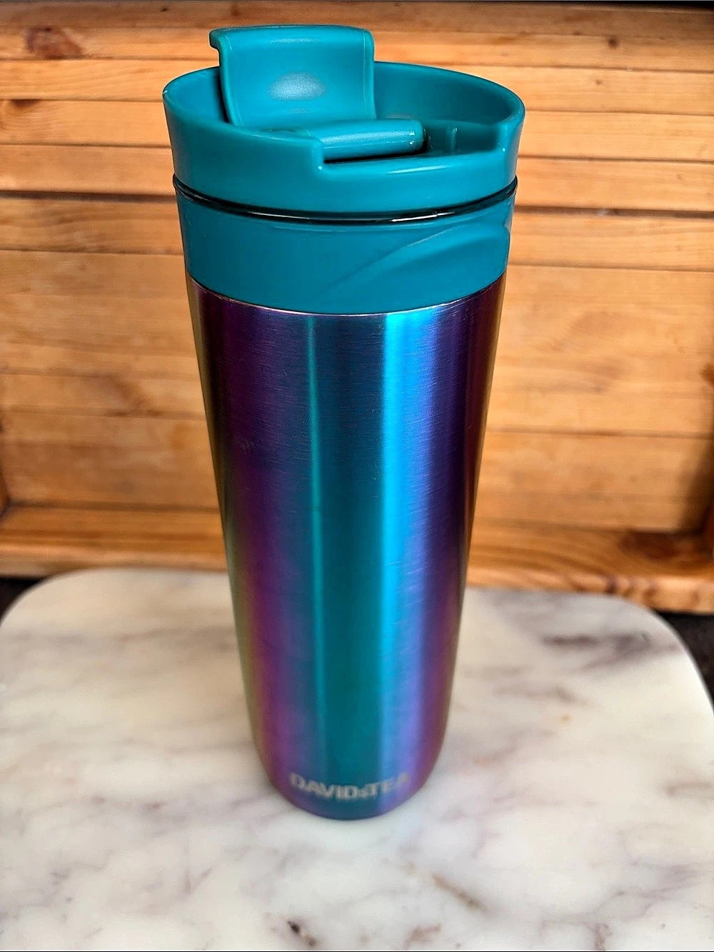 David's Tea Iridescent Travel Tumbler in Blue & Purple